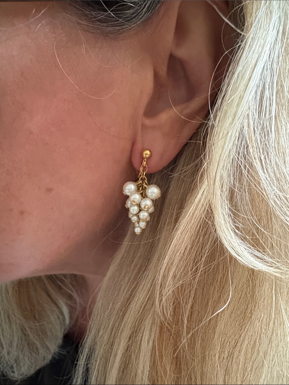 Gold-Tone Cluster Faux Pearl Clip-On Earrings